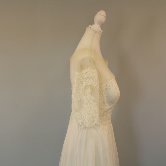 Galina Size 14 Ivory Wedding Dress Illusion Bodice w/Lace Sleeves STYLE# WG3817 - Picture 5 of 16